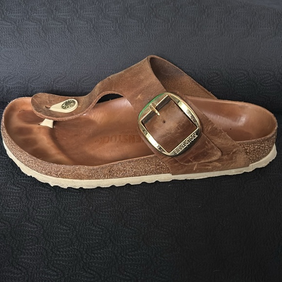 Birkenstock Gizah Big Buckle Oil Rubbed Cognac Brown Leather 37 - Picture 3 of 10